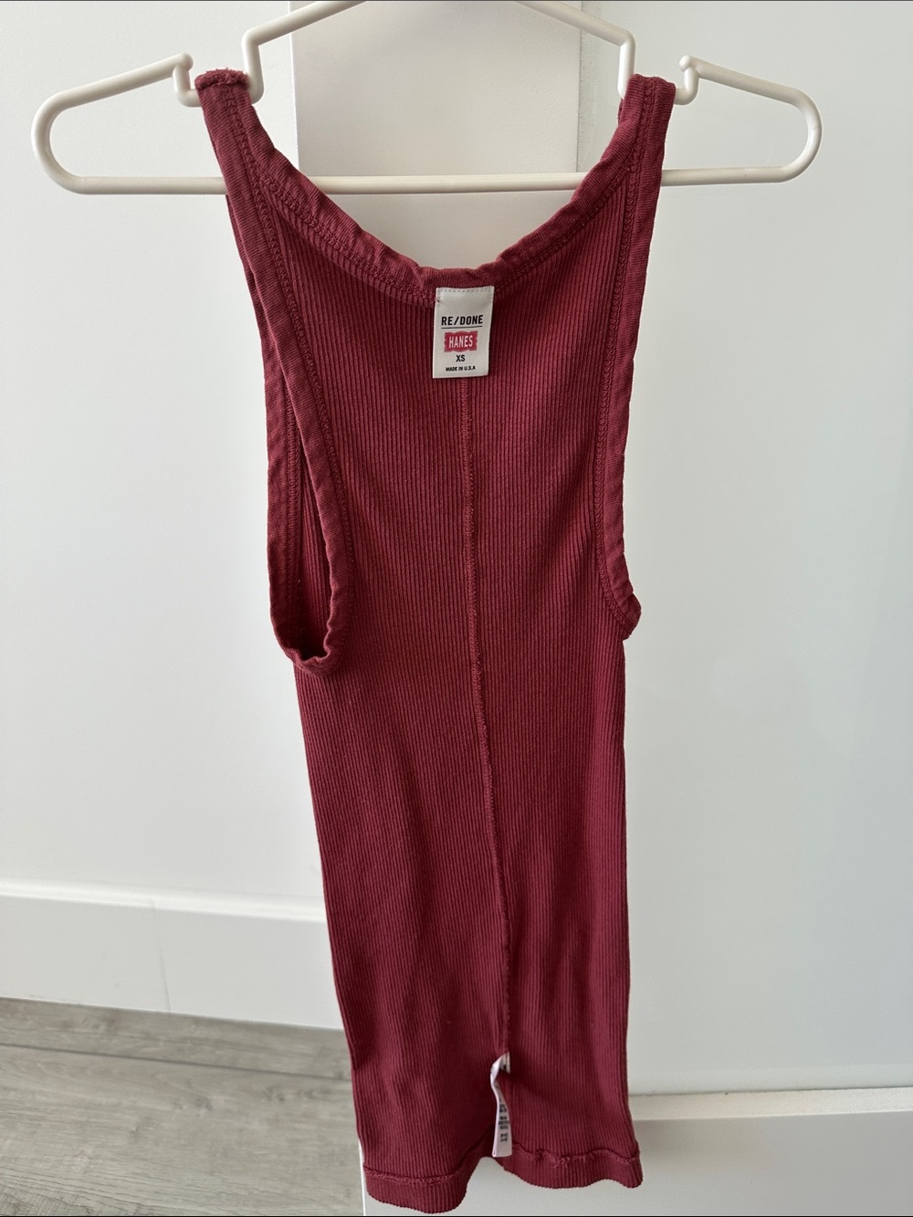 Re/Done Ribbed Tank Top - Burgundy - Picture 2 of 2